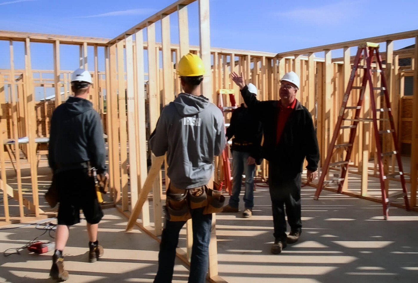 House builders on job site