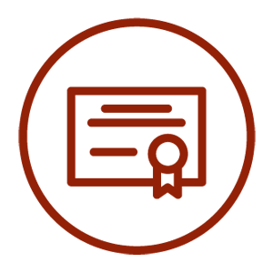 White and red certificate icon