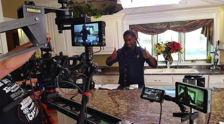 Film crew recording culinary video