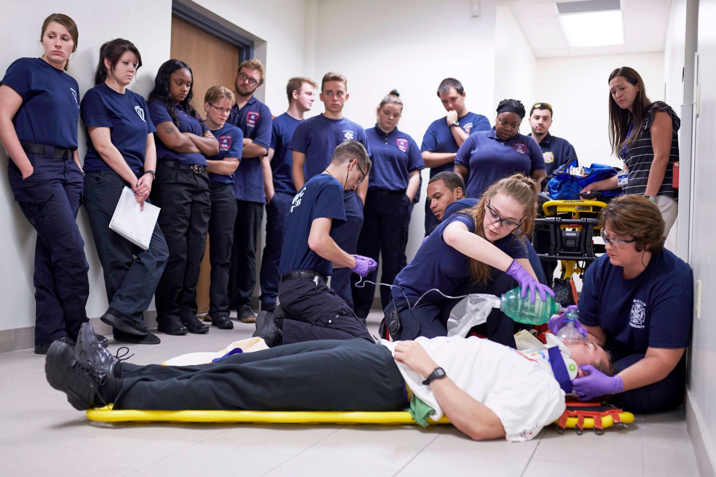 Paramedic students observing a rescue