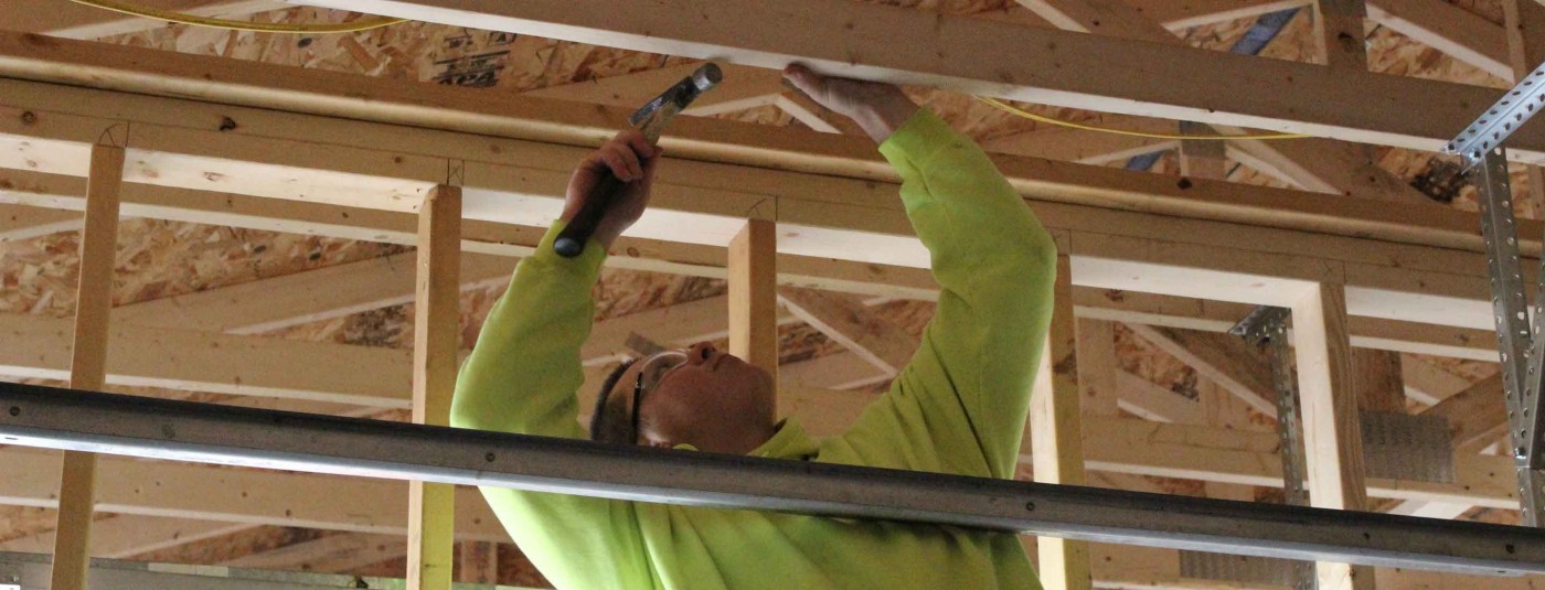 Construction worker hammering