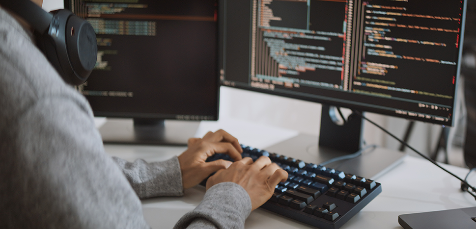 Technician working on artificial intelligence