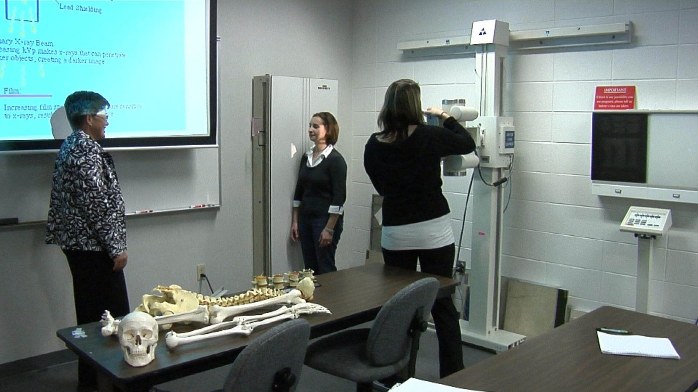 Students learning about chiropractic care