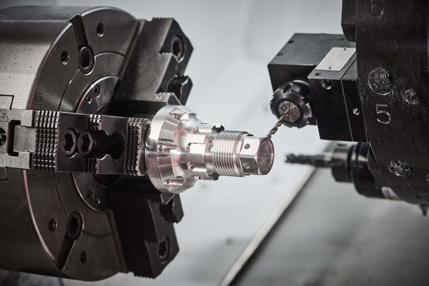 Close up image of precision machining at work