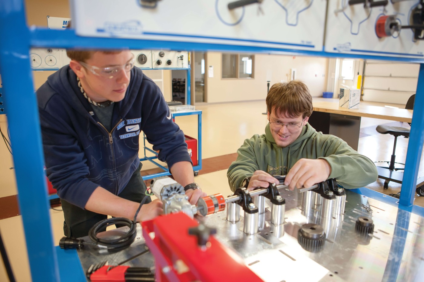 Students working on a pumping system